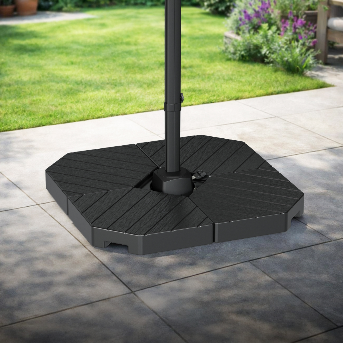 parasol basis, plantenbak vlak, tuin, verstelbare paal, kunststof base