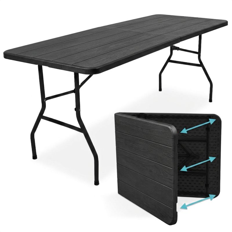 tafel, tuin tafel, opvouwbare tafel, houtlook, kunststof tafelblad