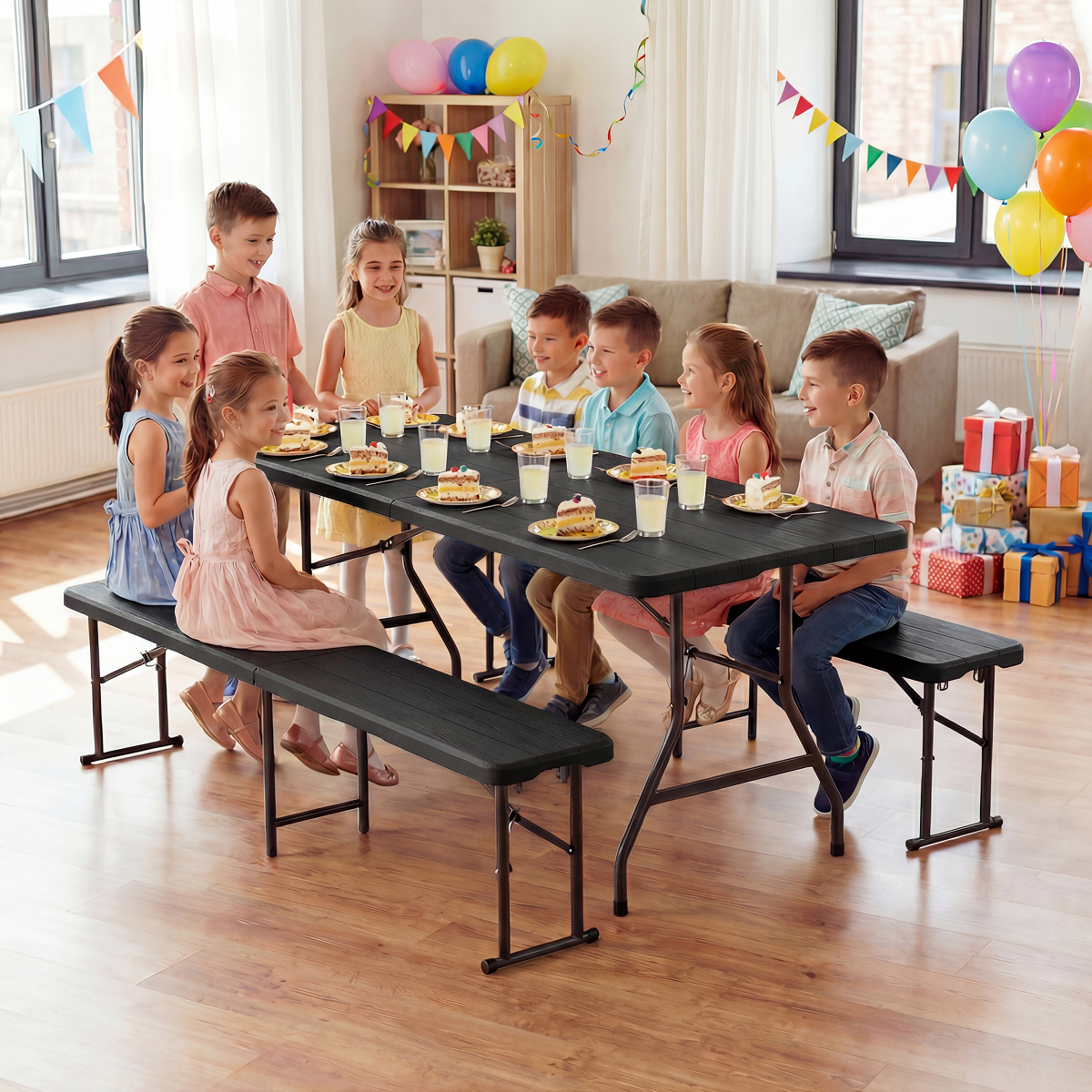 kinders feestje, tafelgroepen, desserts, soort cake, ballon decor