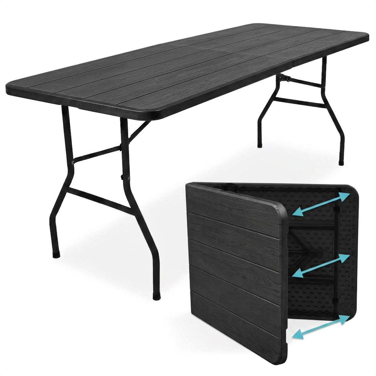 tuin tafel, klaptafel, houtlook, zwart, opvouwbaar