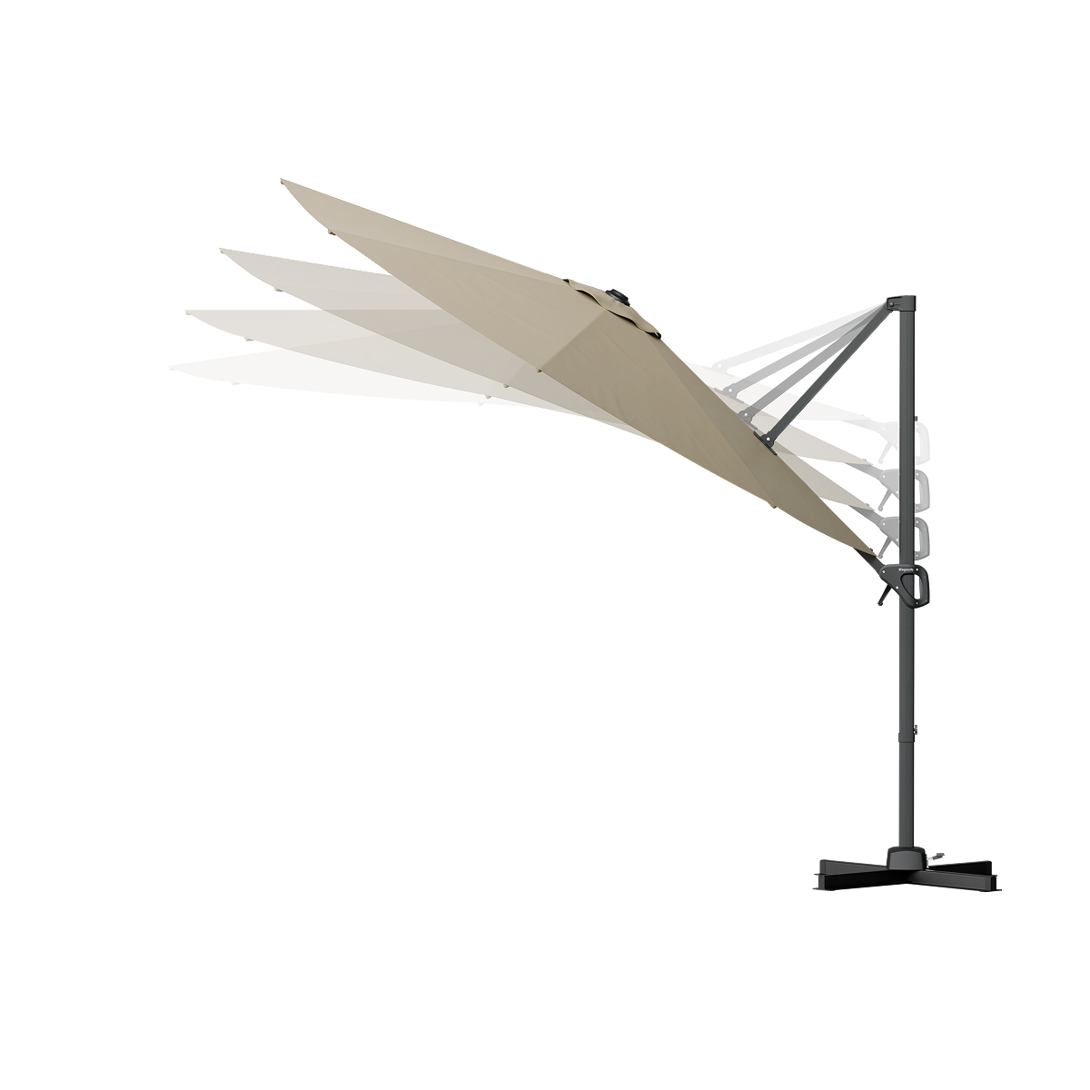 zonnescherm, uitgeschoven, tuin, hoekig, standaard