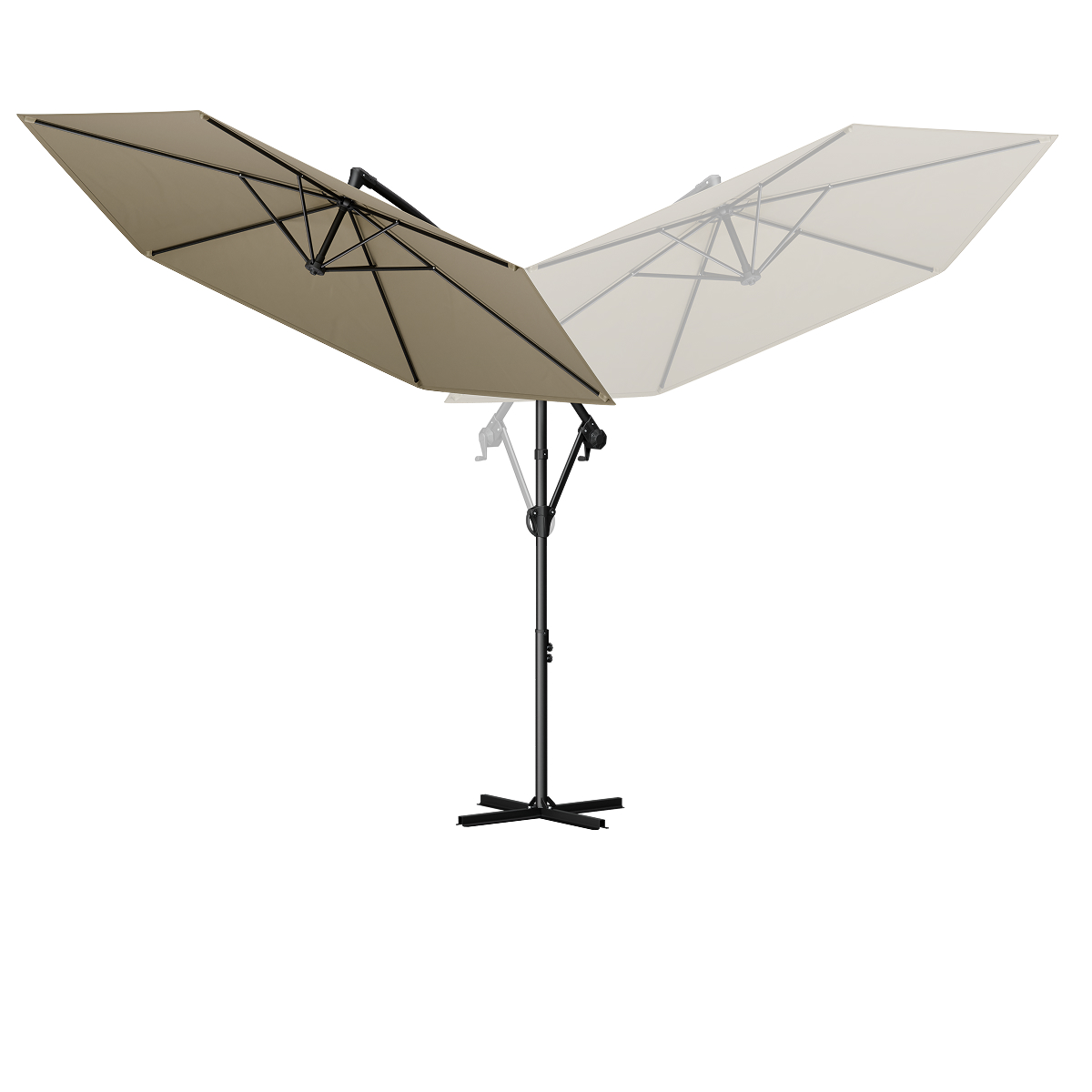 zonnescherm, paraplu-statief, standaard, reflecterend, 2-delige studio-paraplu