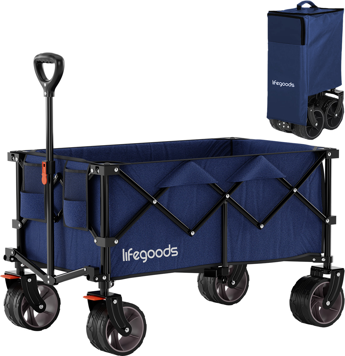 LifeGoods - Opvouwbare Bolderkar XL 200L 100KG - Blue