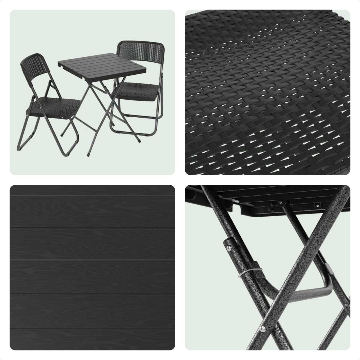 tuinset, bistroset, wicker, kunststoffen, zwart