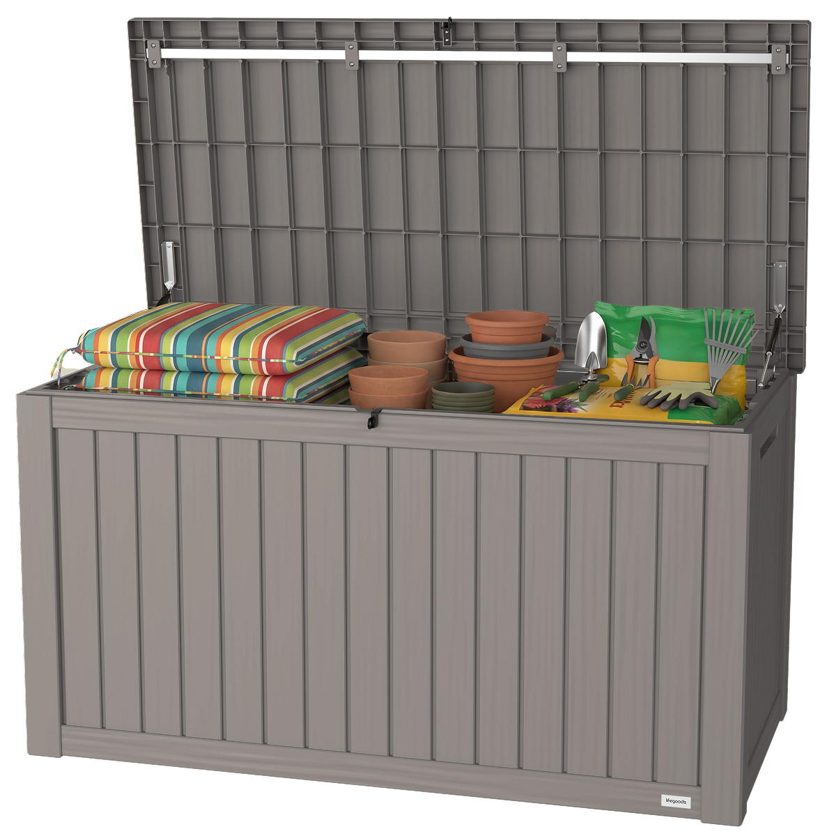 tuinopslag, opbergtuin, tuinset, tuingereedschap, potten