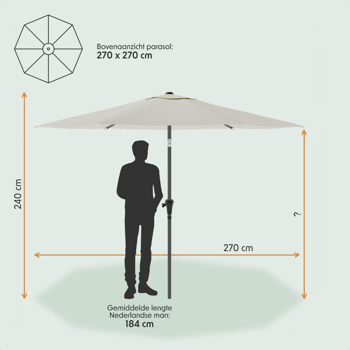 parasol, zonnescherm, buitenmeubilair, 270x270 cm, draagbaar