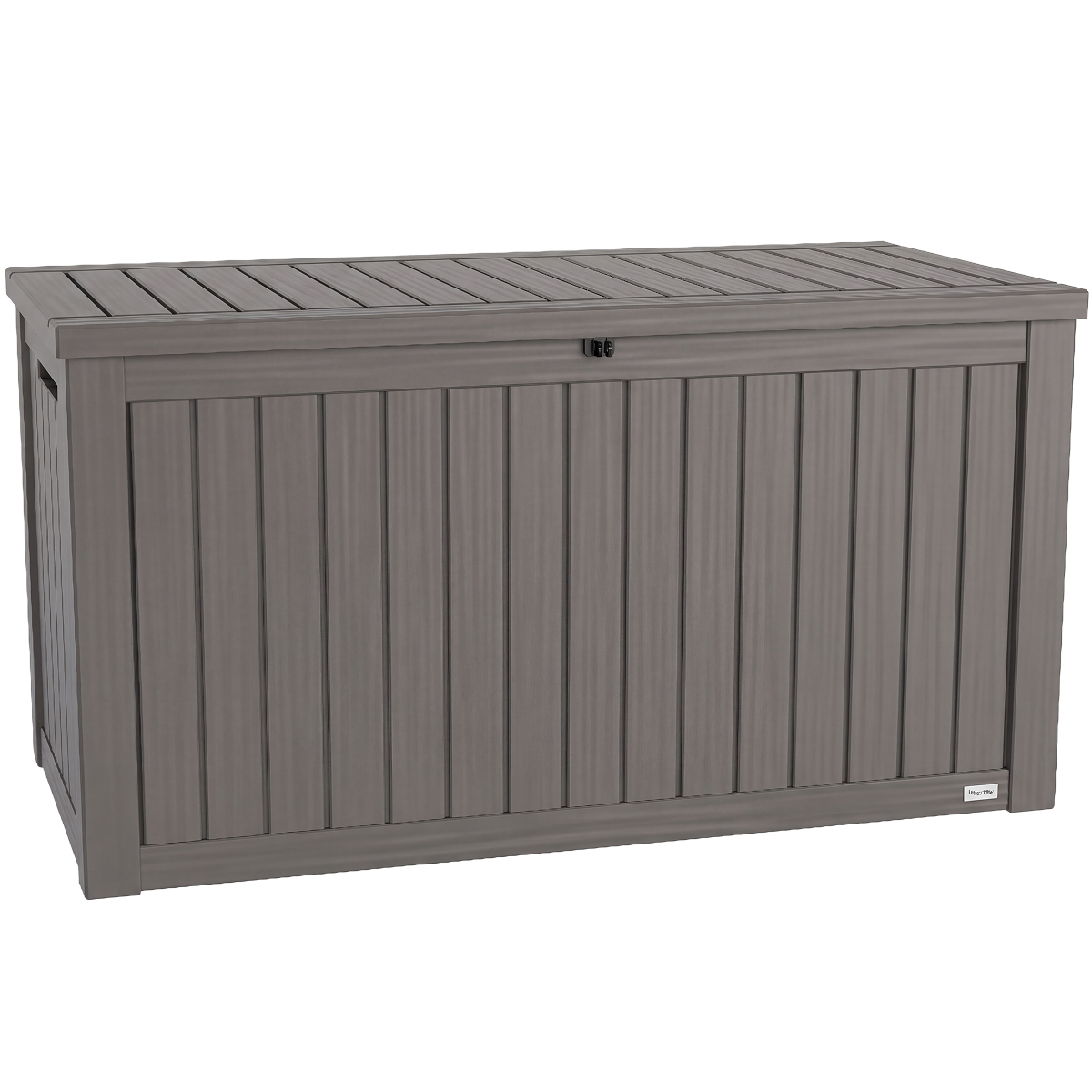 tuinbank, opbergtroon, kunststof, grijs, slats