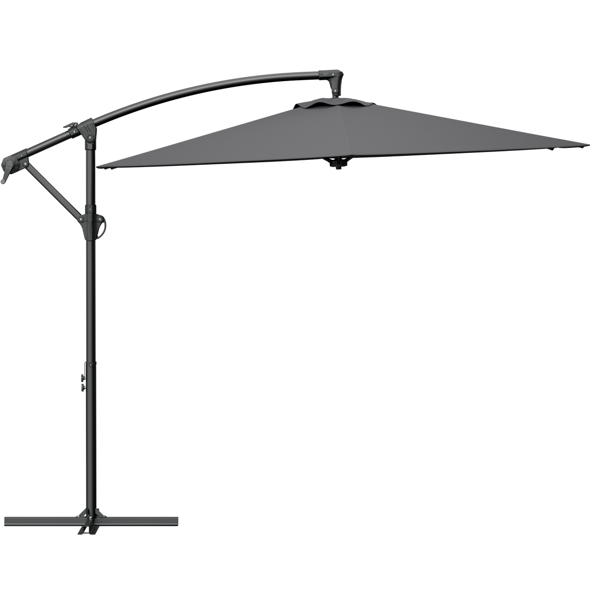 parasol, tuinverhoging, kleurgrijs, metalen frame, uittrekbare arm