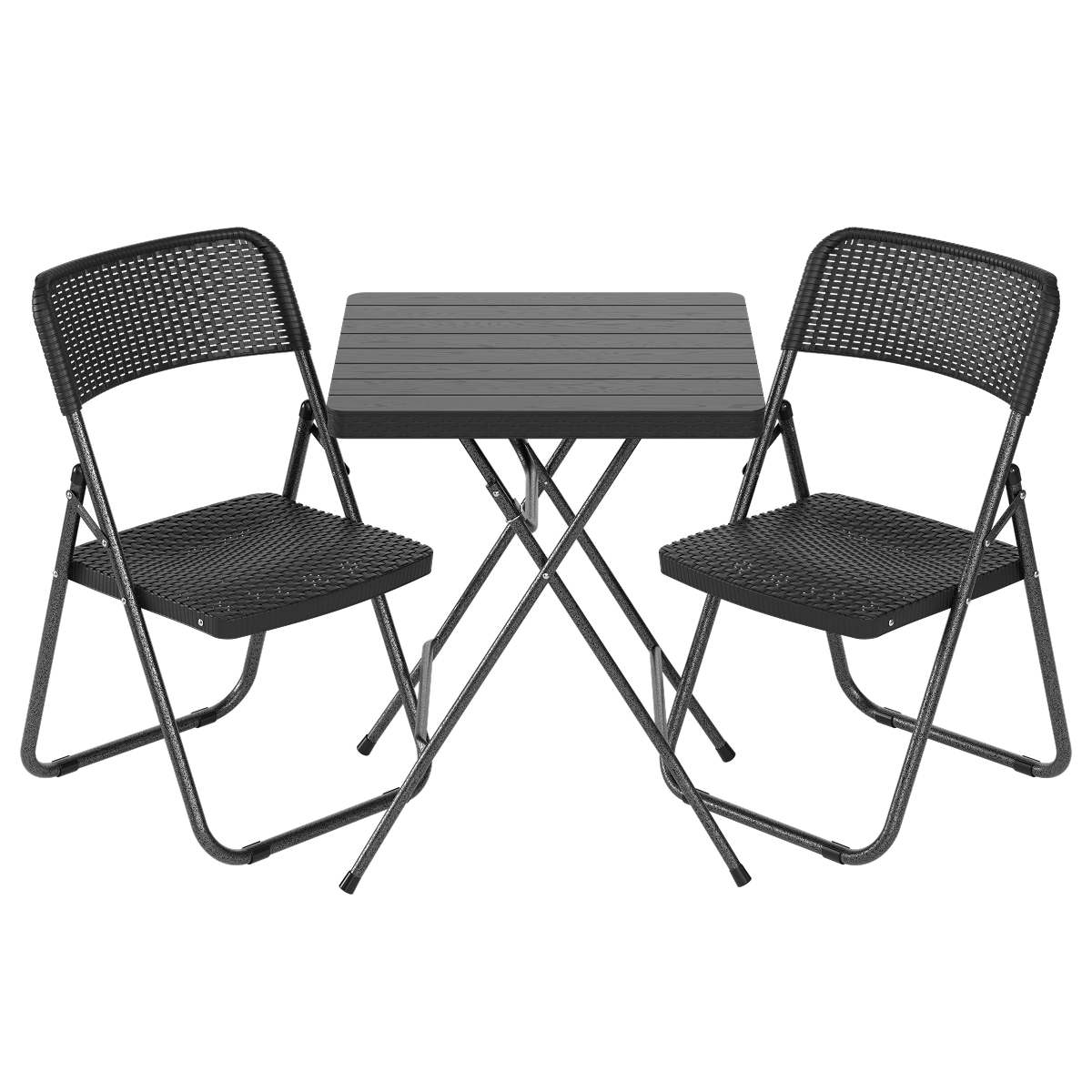 tuinset, bistroset, metalen tafel, wicker tafel, zwart set