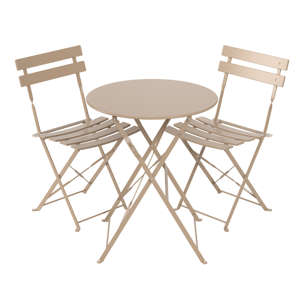 bistro set, tafel en stoelen, rond tafel, opvouwbare meubilair, beige kleur