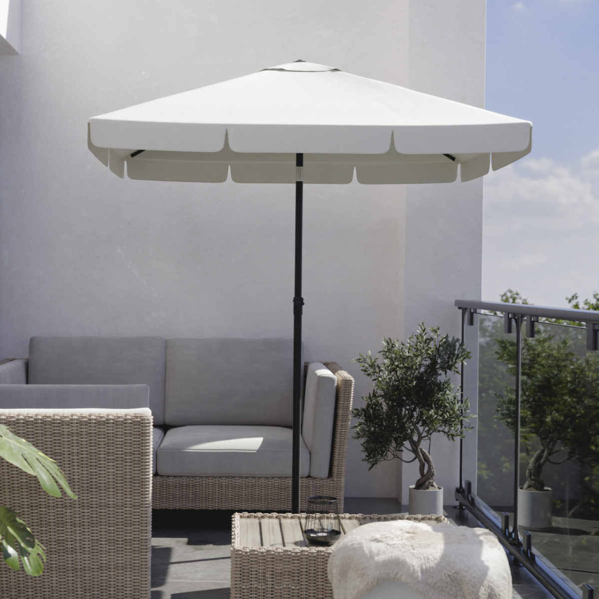 parasol, zonnescherm, tuinmeubel, wicker, zonnedoek
