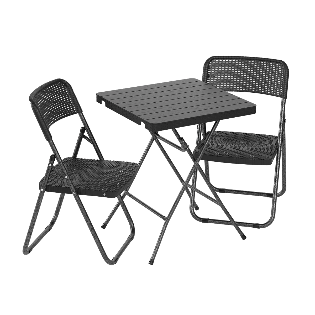 bistro-set, tuinmeubelen, kunststof tafel, metalen frame, kruisbouw stoel