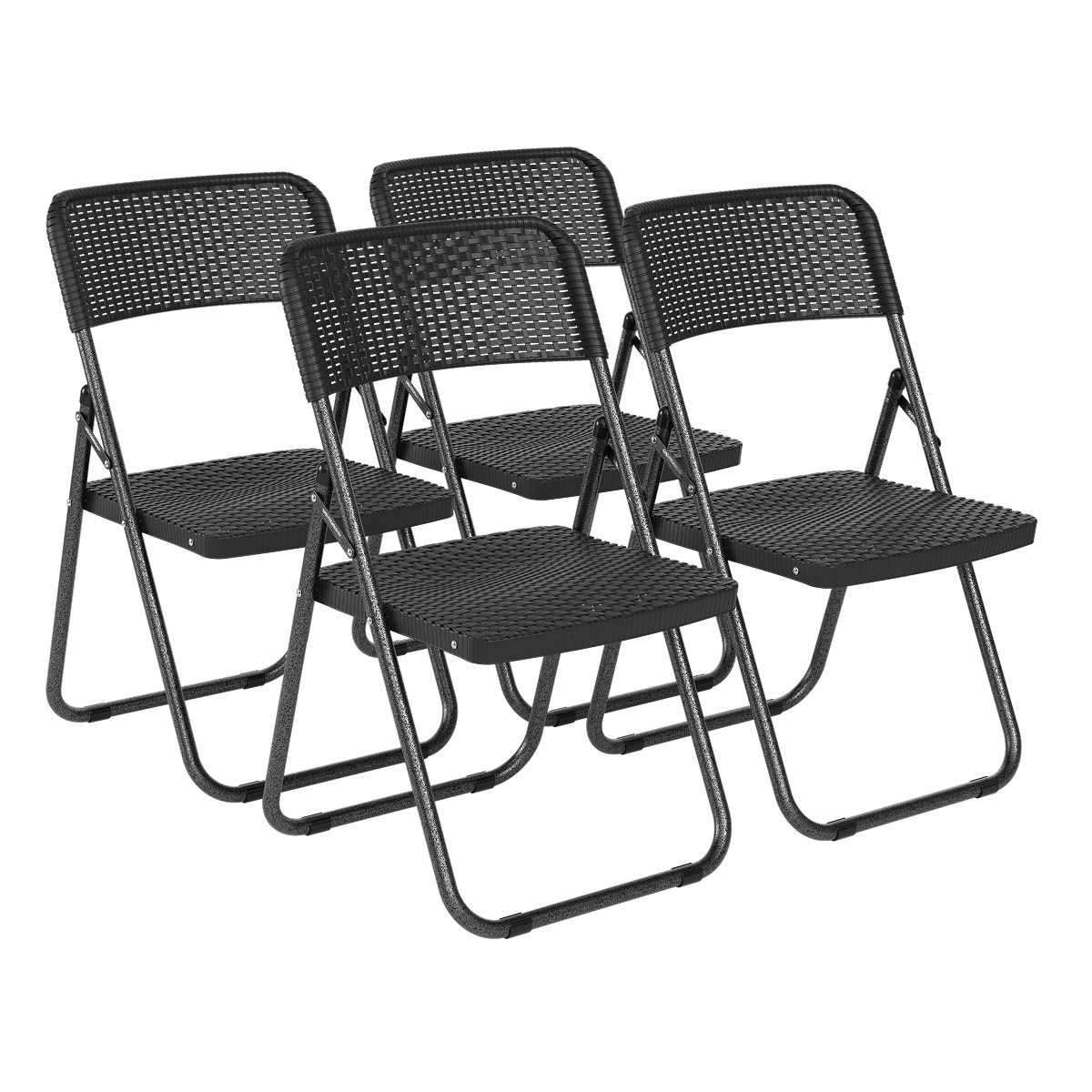 stoelenvoudig, set van 5, kunststof wicker, tuinmeubilair, klapstoelen