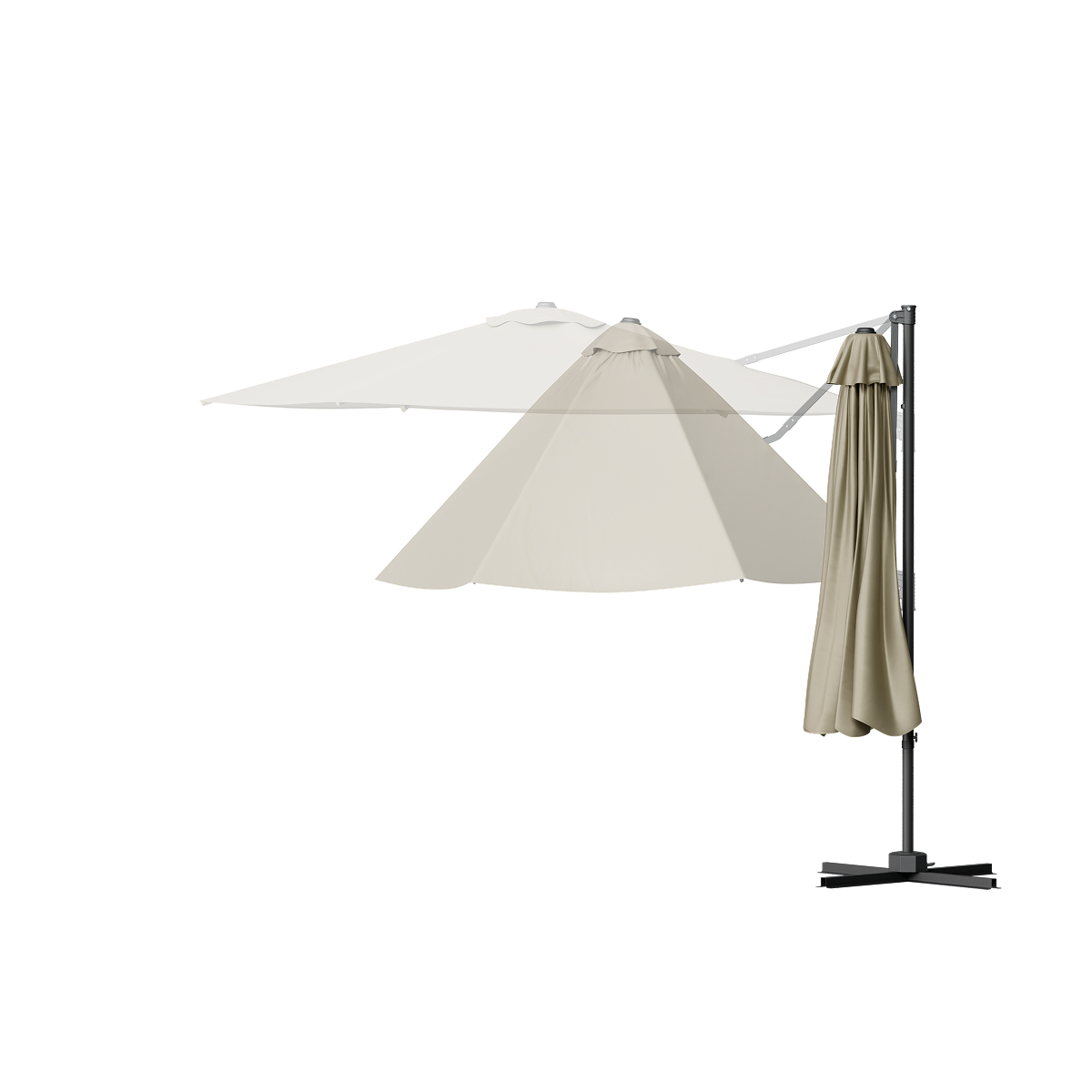 zonnescherm, parasole, beige, frame-stoel, stand