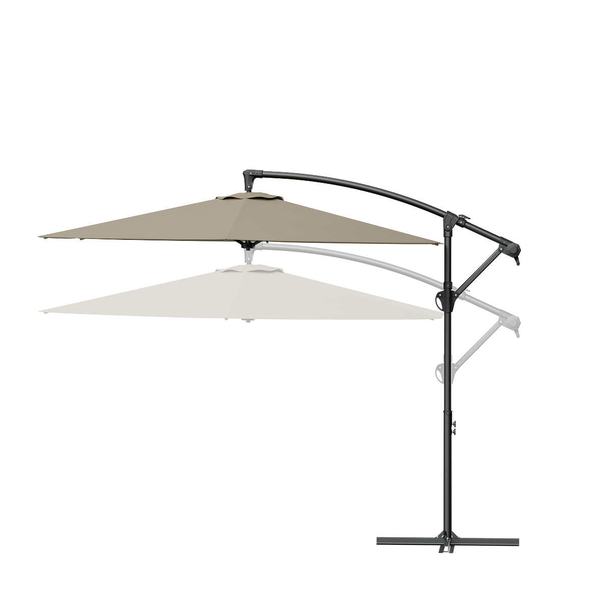 tuinparasol, zonnescherm, parasoldoek, steunen, armbanddeur?