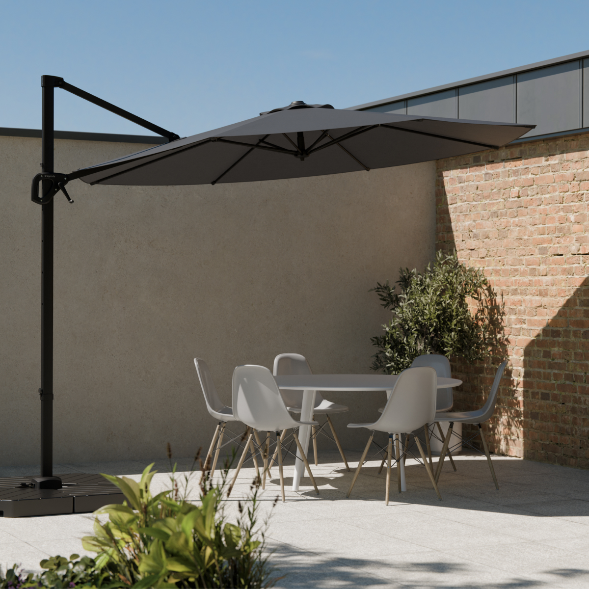 tuinmeubilair, parasolverdeing, buitenmeubilair, parasol, tafelstoelenset