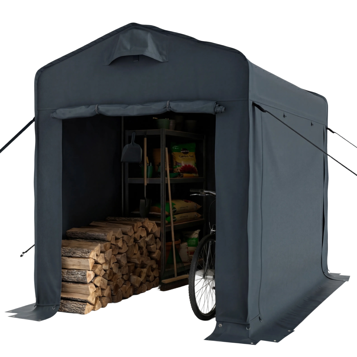 tuinhuis, opslagbok, houtblok, tuinapparatuur, fietsenstalling