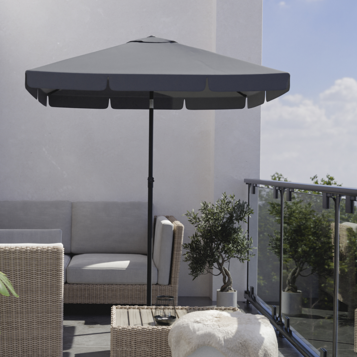 zonnescherm, parasol, tuinmeubilair, balconiet, kussen