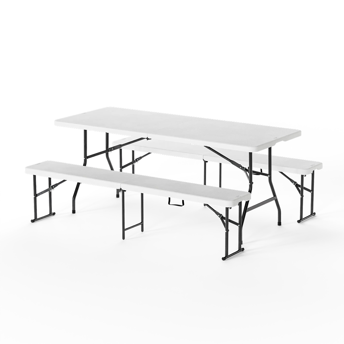 tuinmeubelpikniktafel, table, bench, metalen frame, verstelbare poten