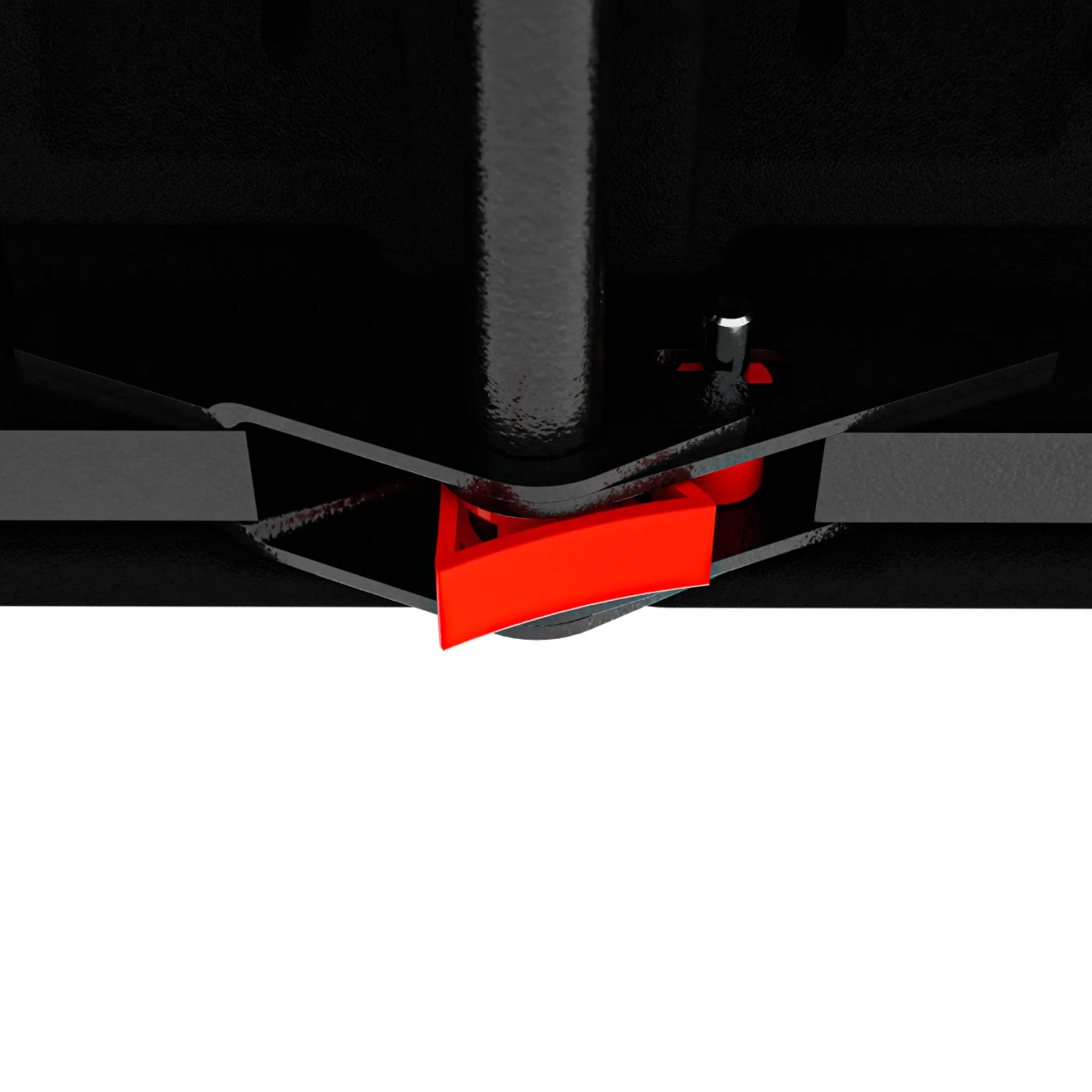 vaste stoelklip, klem, rood accent, metalen component, achtergrond zwart