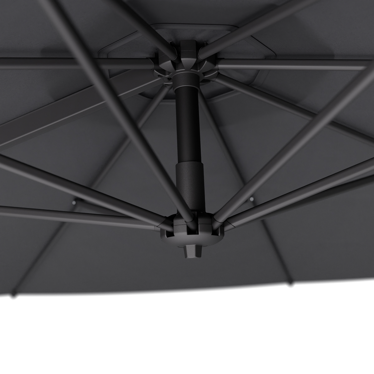 parasol, onderstel, frame, stof, donkergrijs
