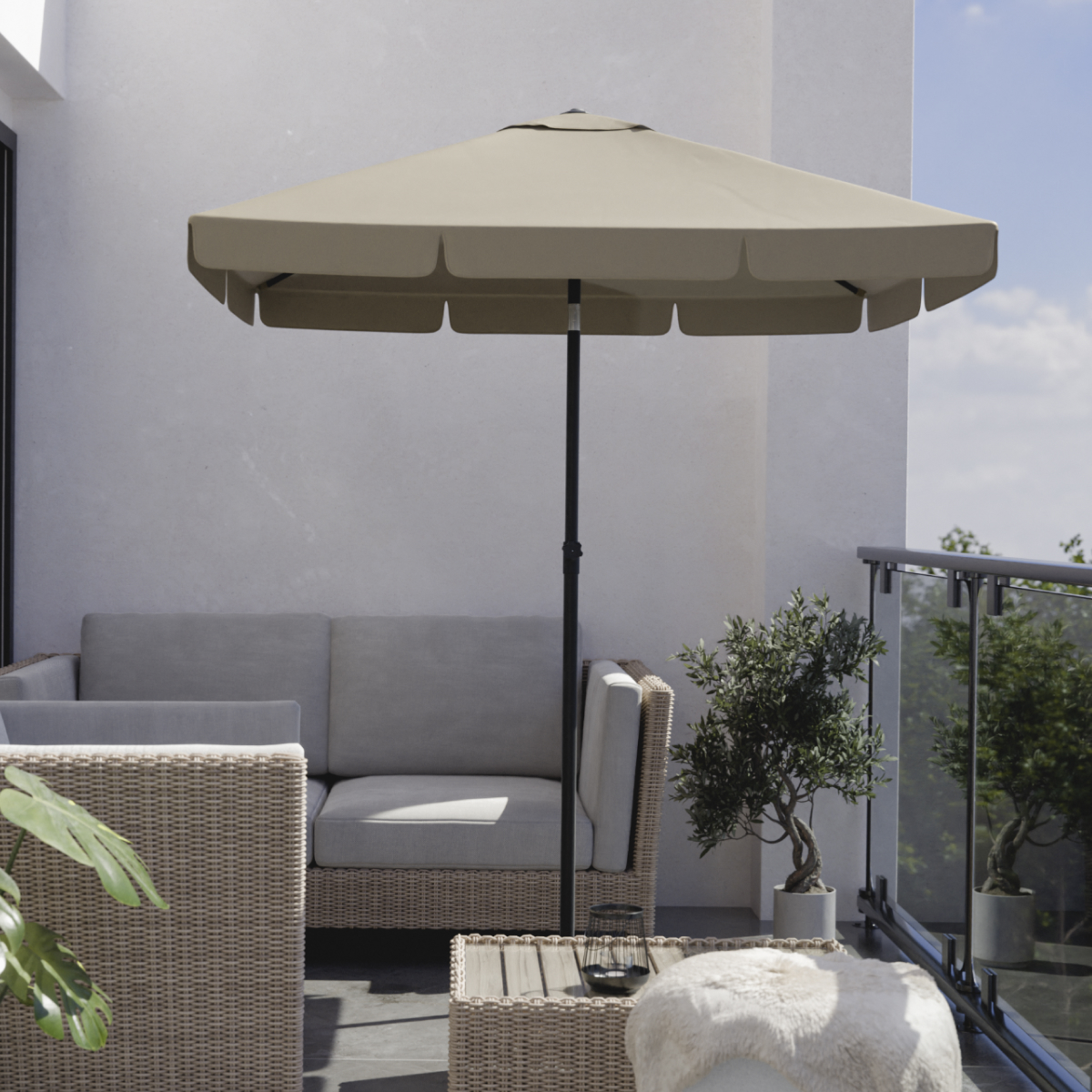 parasol, tuinmeubilair, balustrade, buitenkant, set