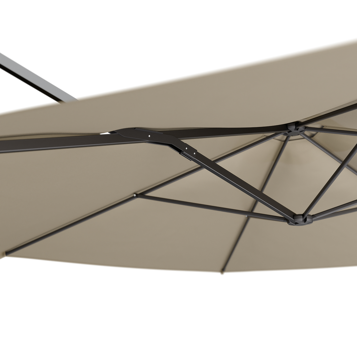 parasol, umbrella, beige fabric, sturdy frame, adjustable ribs