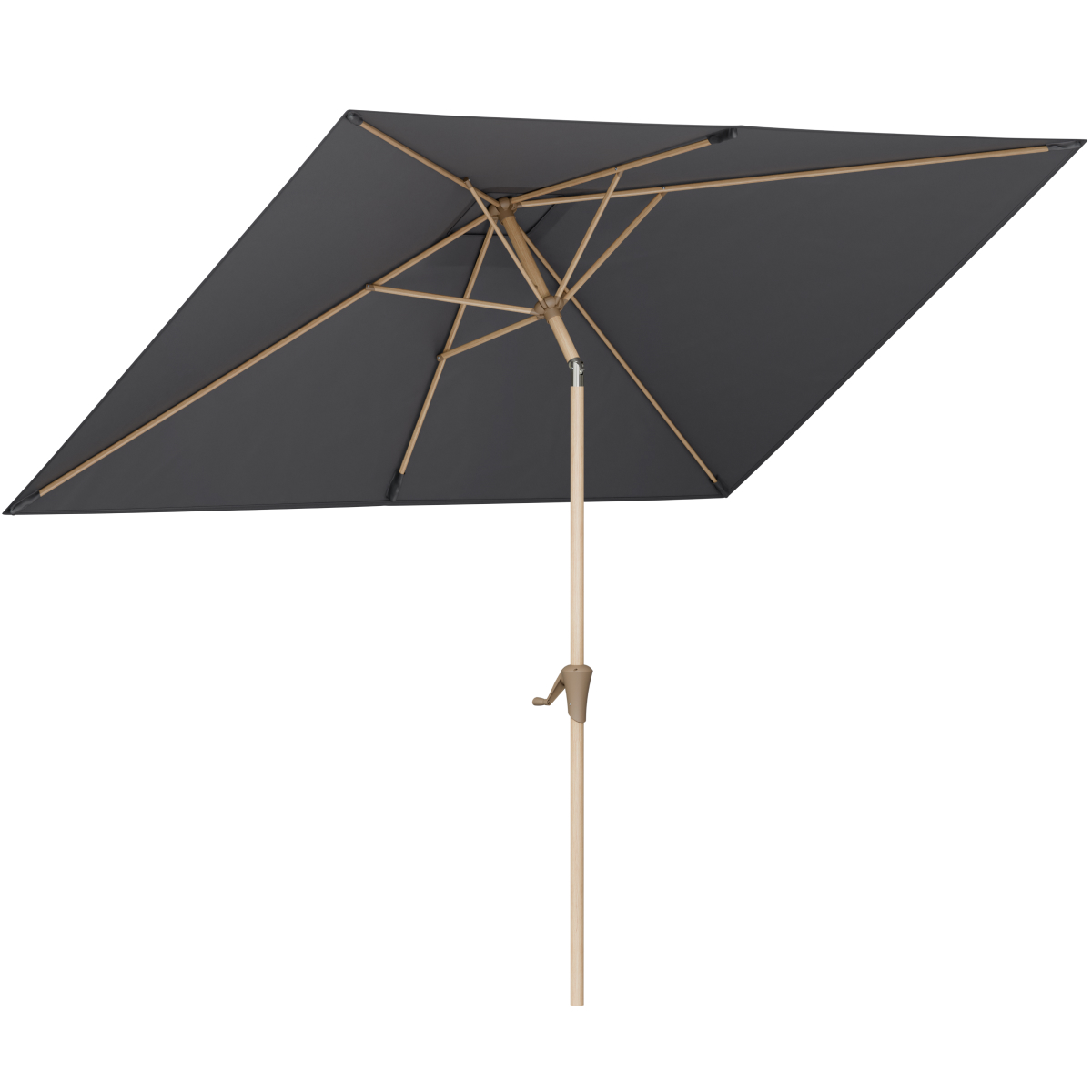 parasol, zonnescherm, houten steel, luifel, kieszwart
