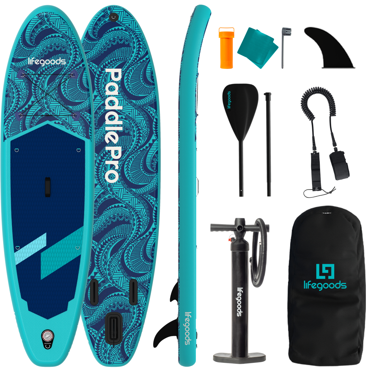 stand-up-paddleboard, paddleboard, inflatable, turquoise, complete-kit