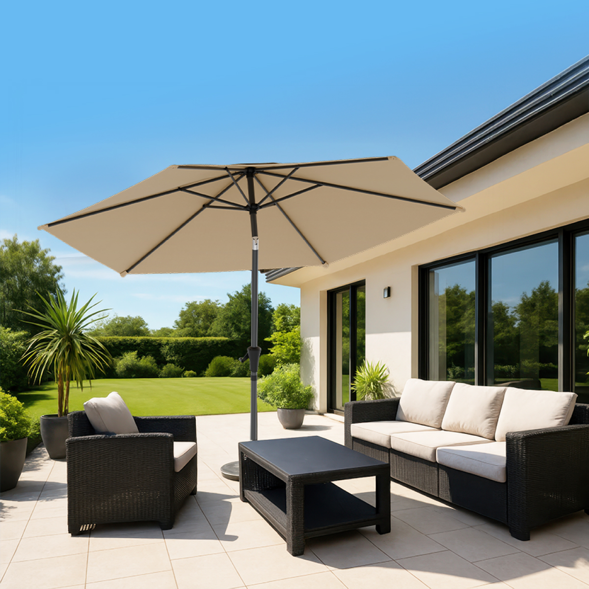 tuinset, uitvouwbare paraplu, luifel, patio meubels, buitenruimte