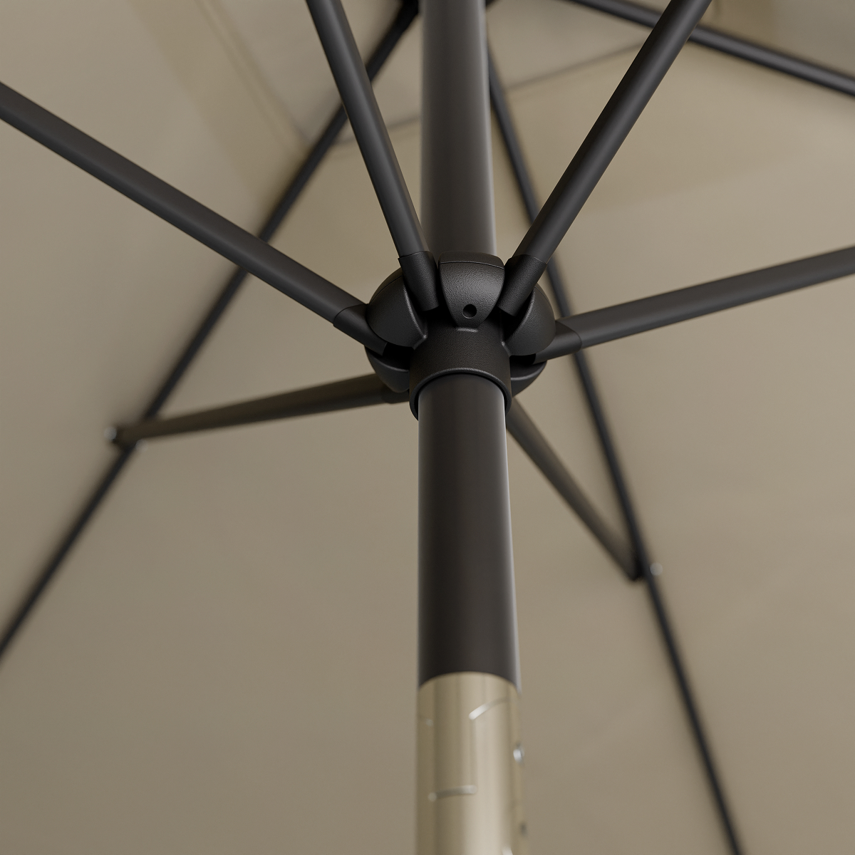 parasol, umbrella, frame, central hub, pole