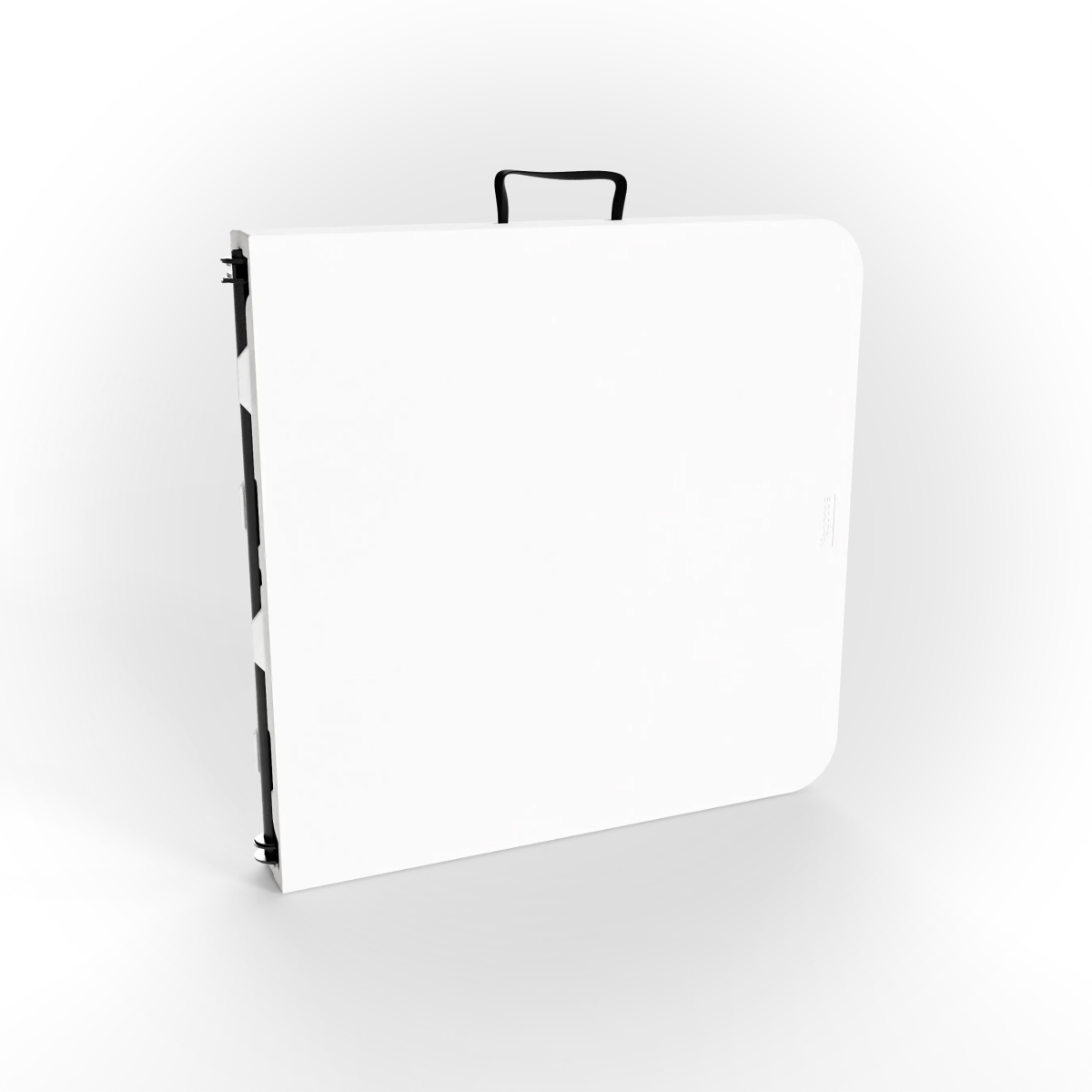 witte vierkante paneel, vouwcase,  draaggreep, zwarte scharnier, minimalistisch ontwerp