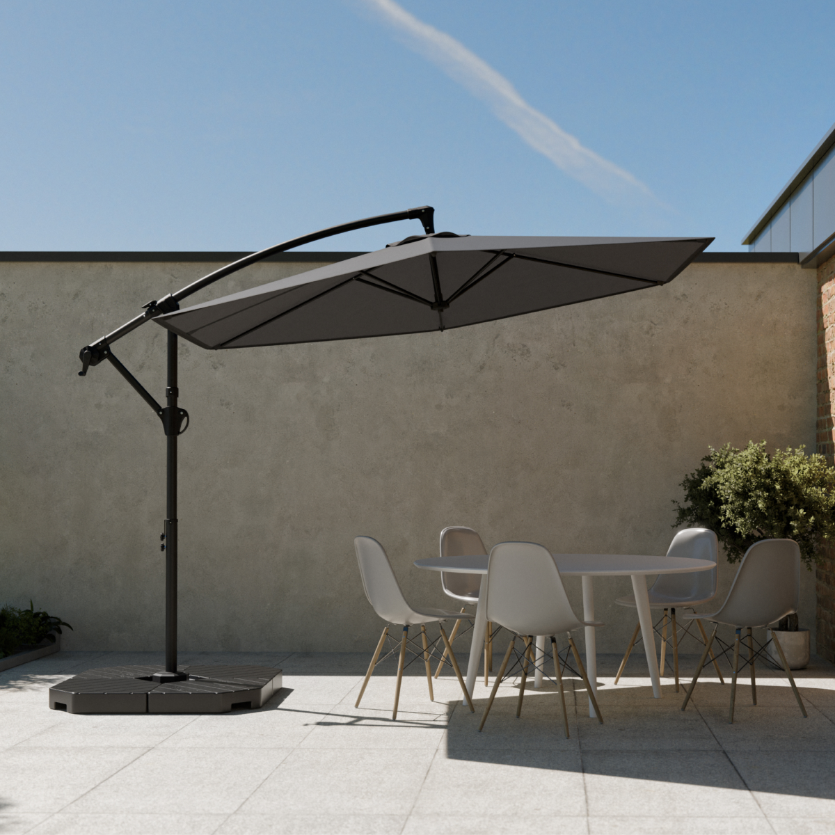 parasol, tuinmeubelen, eettafel, tuinset, parasolvoet