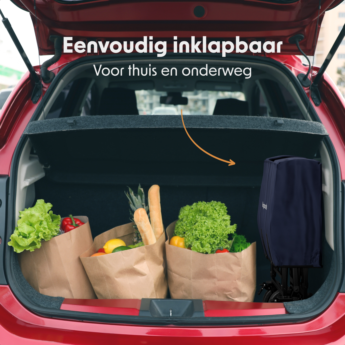 kofferbak, groenten, bagage-opslag, opvouwbaar, pakketinhoud