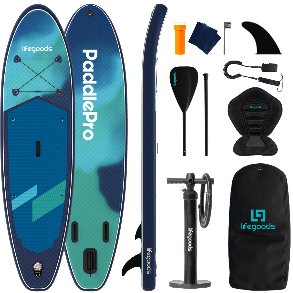 SUP board, inflatable board, Paddleboard, pump included, carry bag
