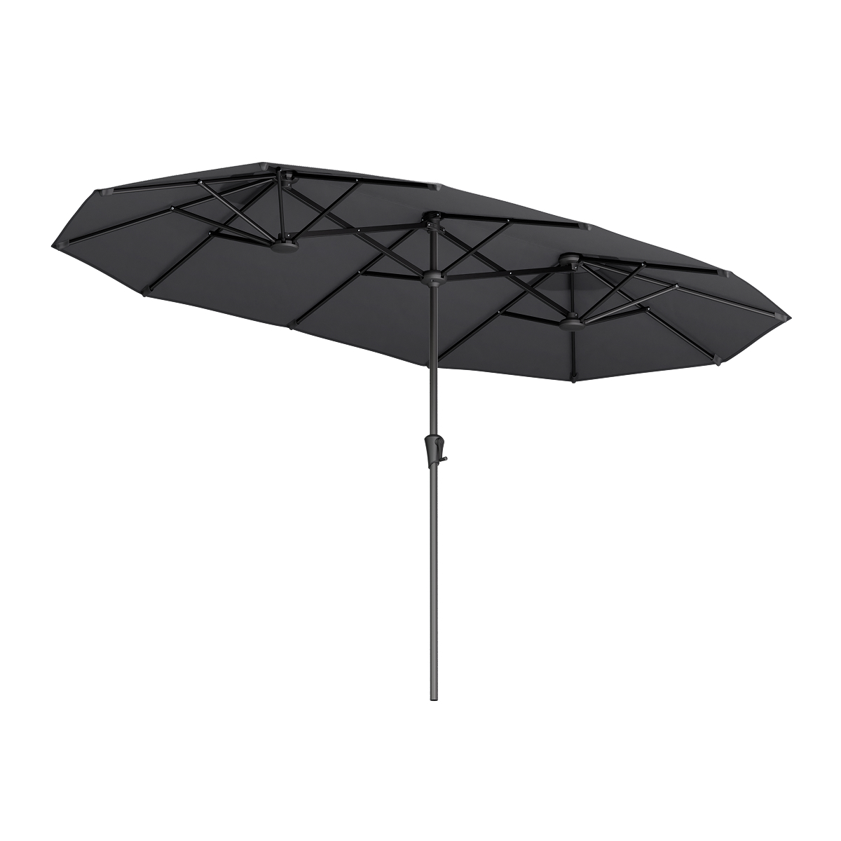 parasol, zonnescherm, schaduwdoek, mat zwarte, started?
