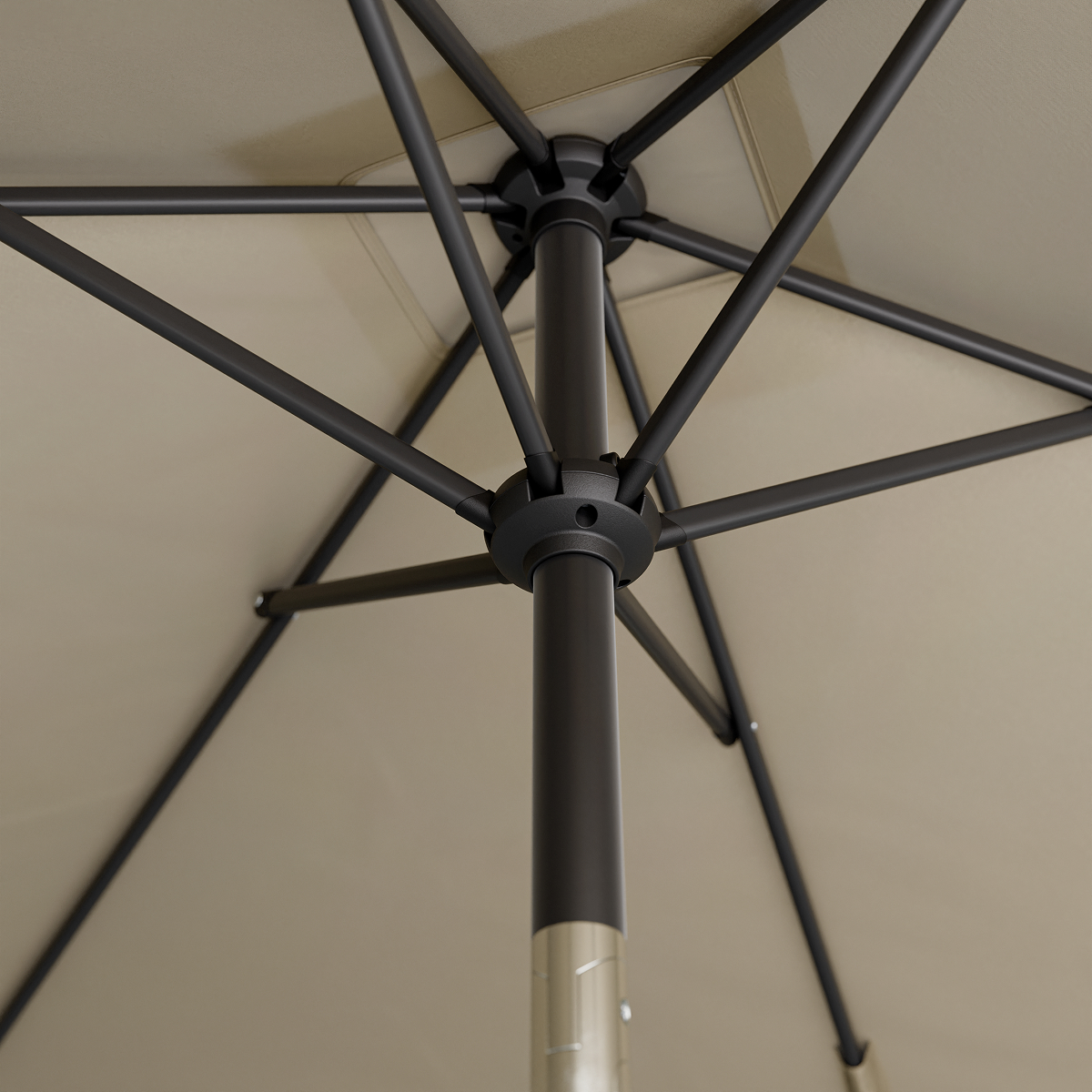 Parasol, Staal, Kunststof, Donkergrijs, Klapbaar