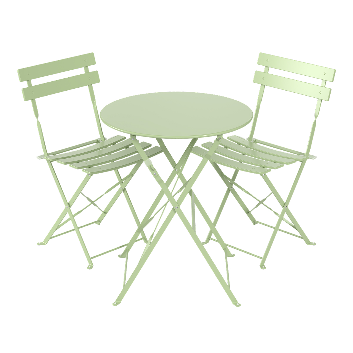 bistro set, table, folding chairs, outdoor furniture, round table