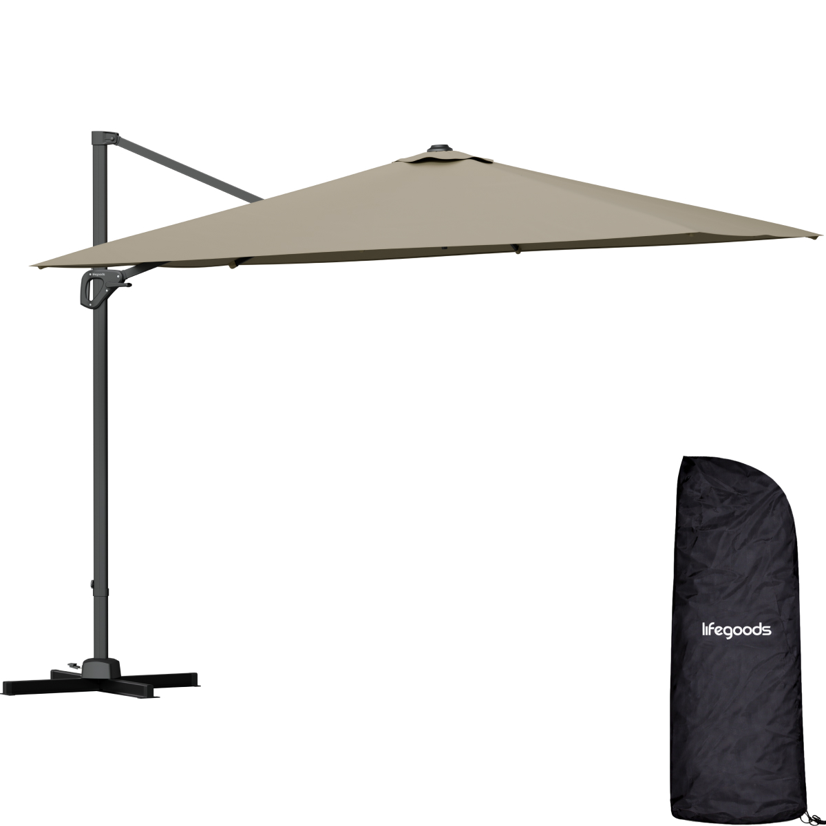 extensietafelzonnescherm, parasol, zonnescherm, metalen steun, carry bag