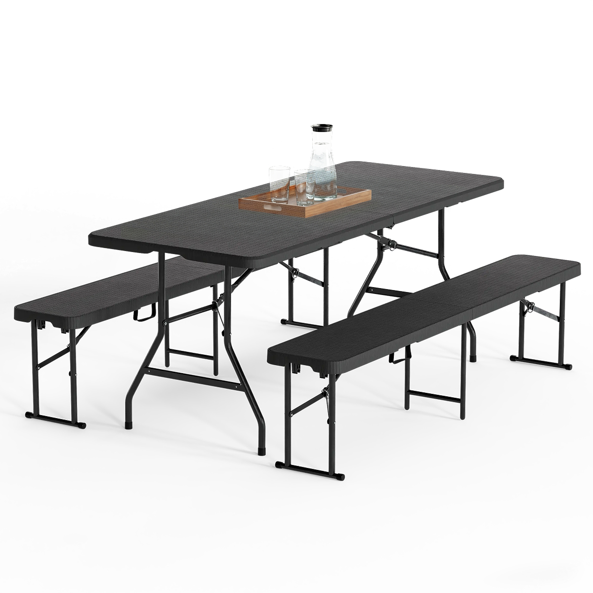 eettafel, vouwbaar, metalen poten, daktop, zwart