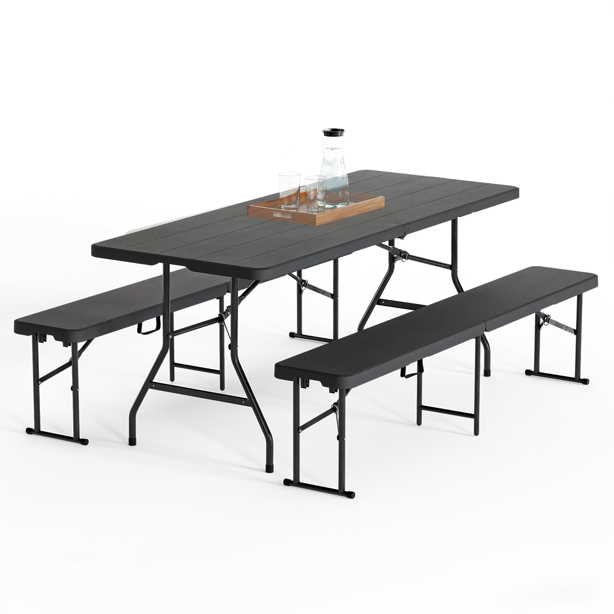 eettafel, tafelblad, metalen_poot, zwart, picknickset