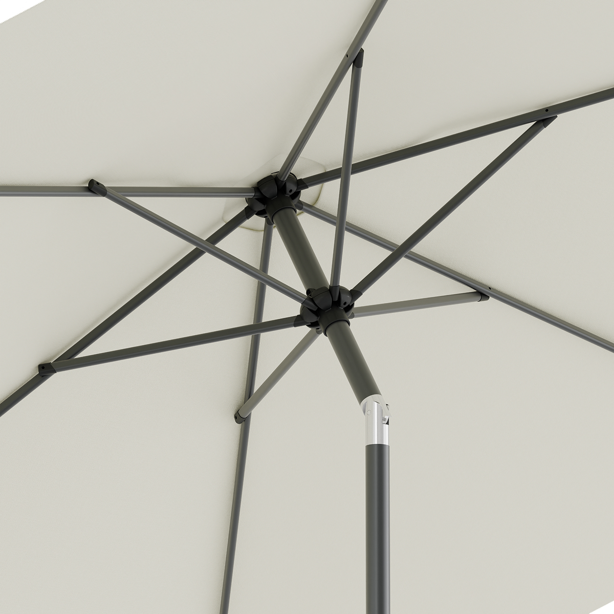 parasol, frame, polyester, grijs, kruisverbindingen