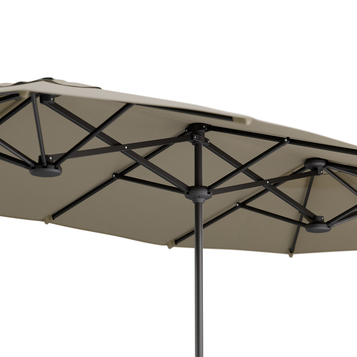 parasol, kantel, tafelonderstel, stangmechanisme, canvasdak
