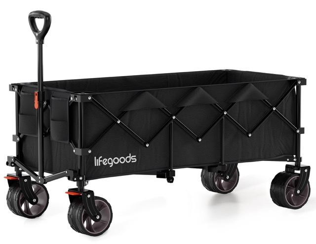 LifeGoods - Opvouwbare Bolderkar XXL 300L 150KG - Zwart