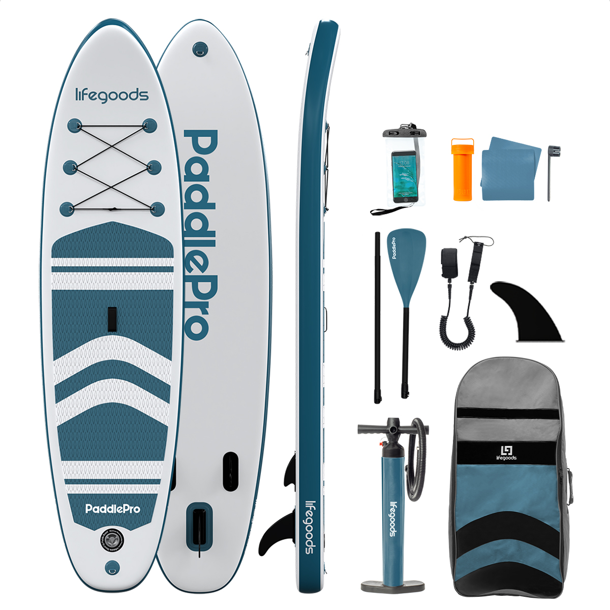PaddlePro SUP Board - Complete Set - Wit Deep Aqua